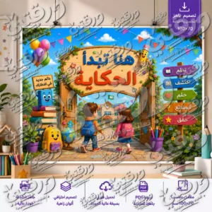 لوحة من هنا تبدأ الحكاية – تصميم جاهز للطباعة