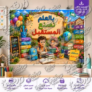 لوحة بالعلم نصنع المستقبل – تصميم جاهز للطباعة