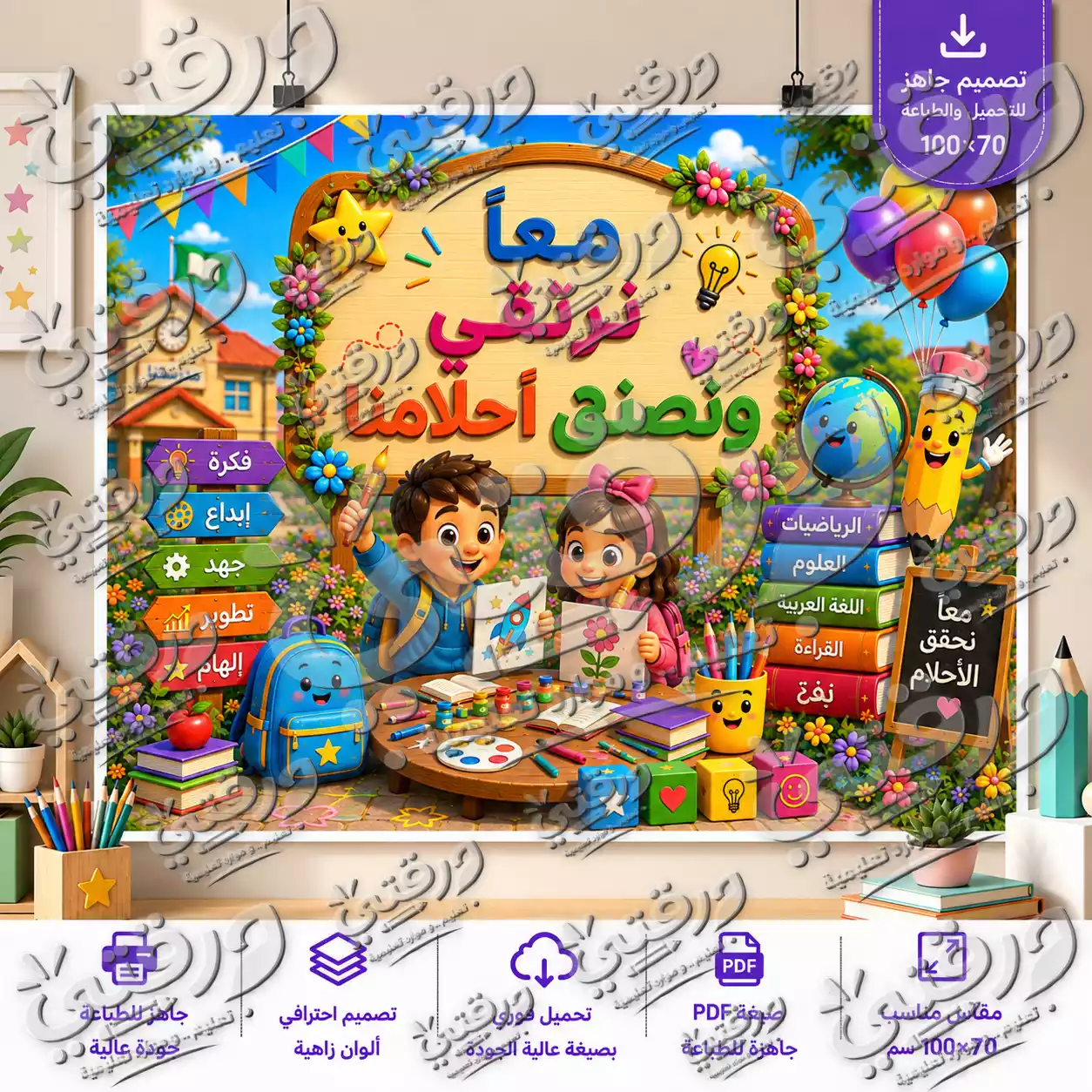 لوحة هنا نبدع – تصميم جاهز للطباعة