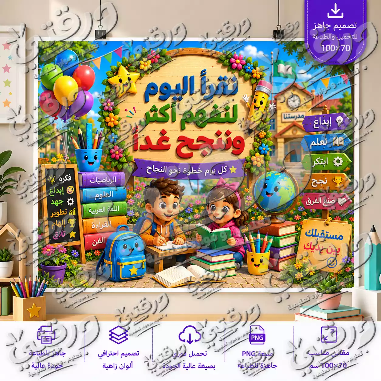 لوحة نقرأ اليوم لنفهم أكثر – تصميم جاهز للطباعة