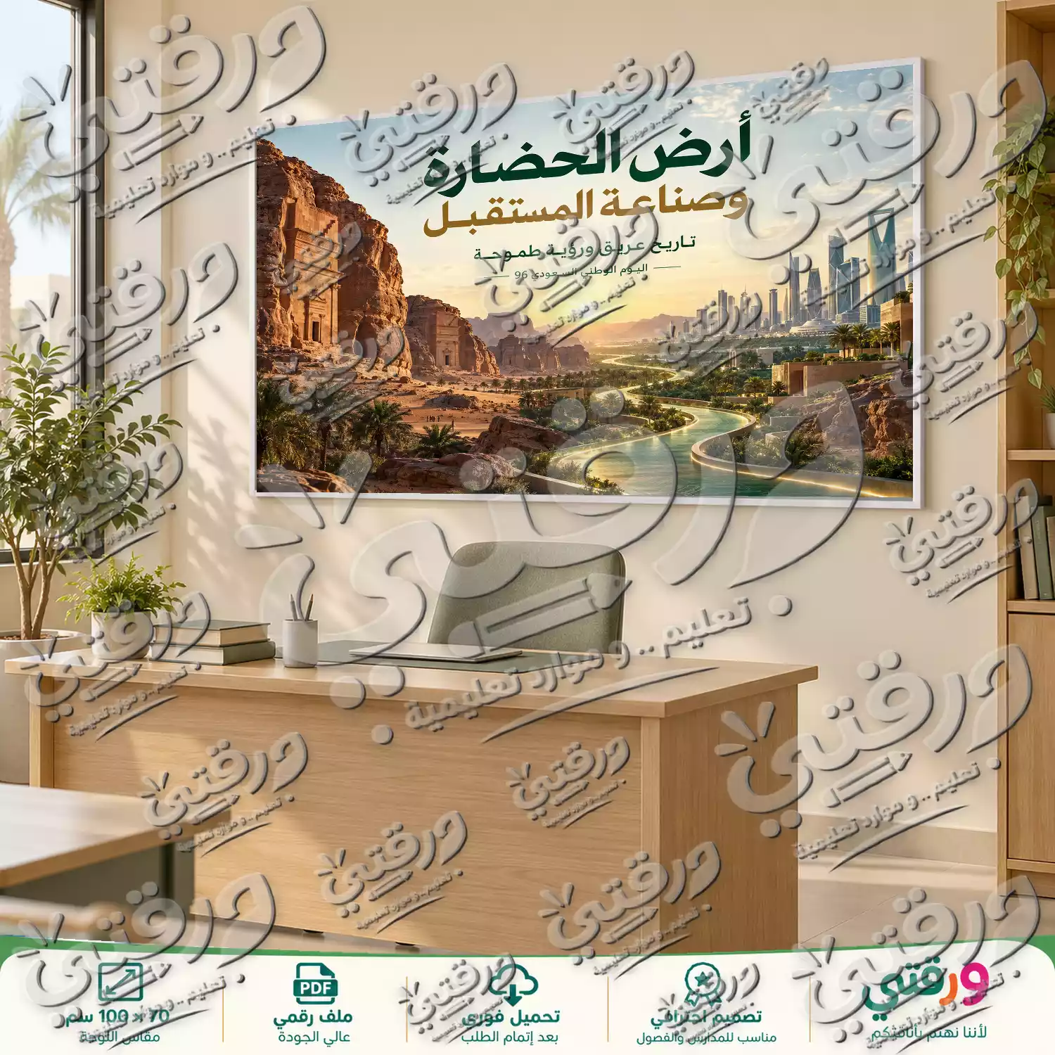لوحة أرض الحضارة لليوم الوطني السعودي 96
