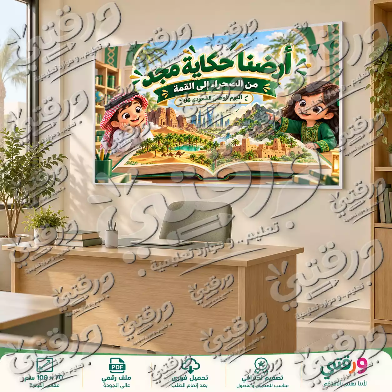 لوحة أرضنا حكاية مجد لليوم الوطني السعودي 96