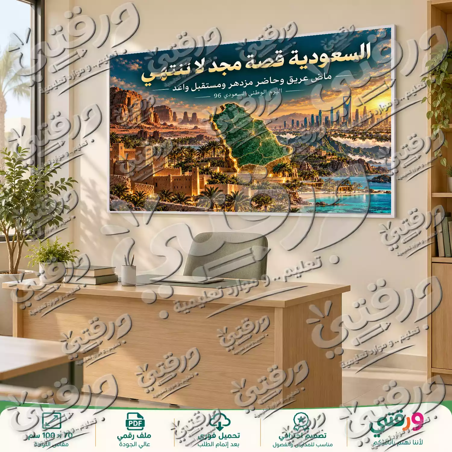لوحة السعودية قصة مجد لليوم الوطني السعودي 96