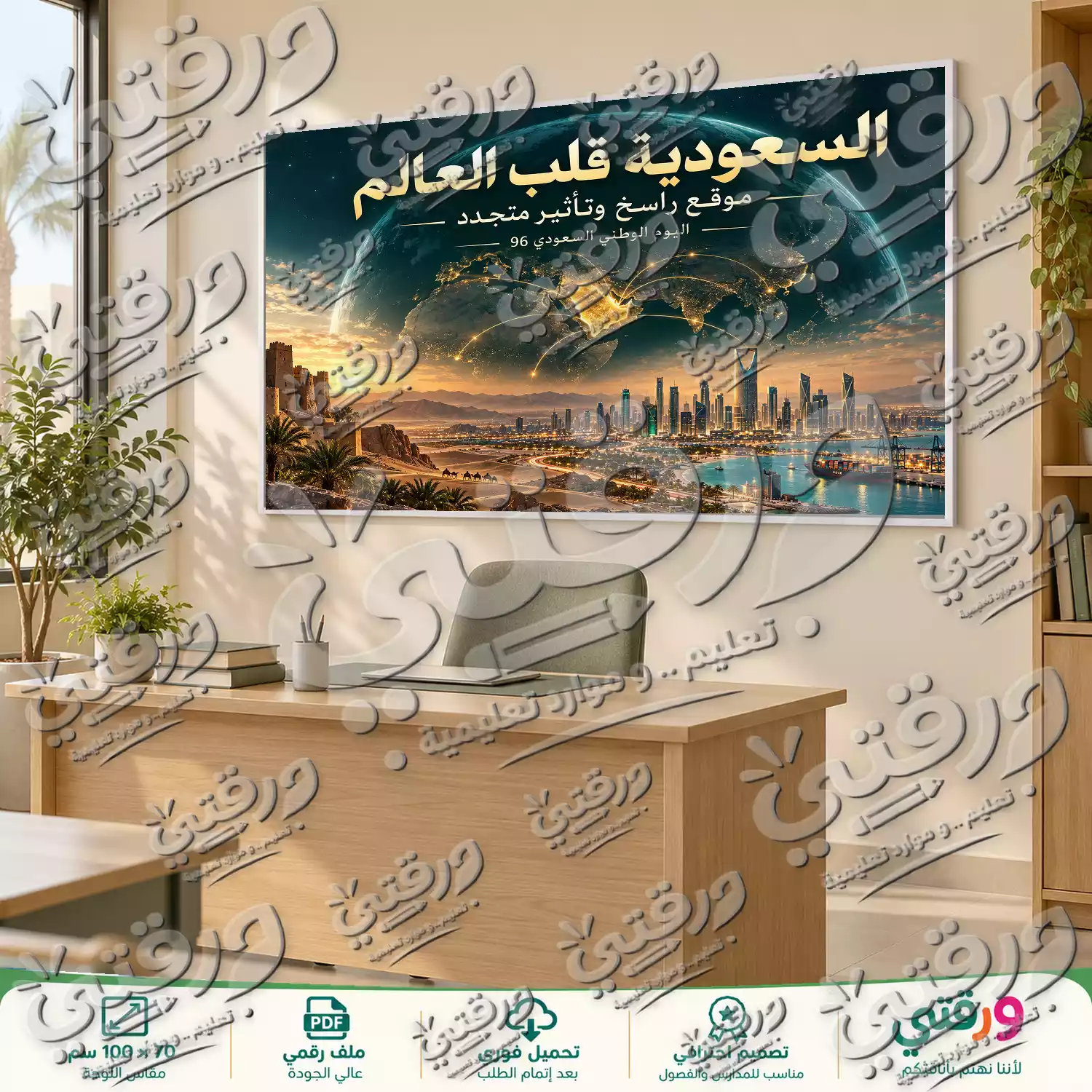 لوحة السعودية قلب العالم لليوم الوطني السعودي 96