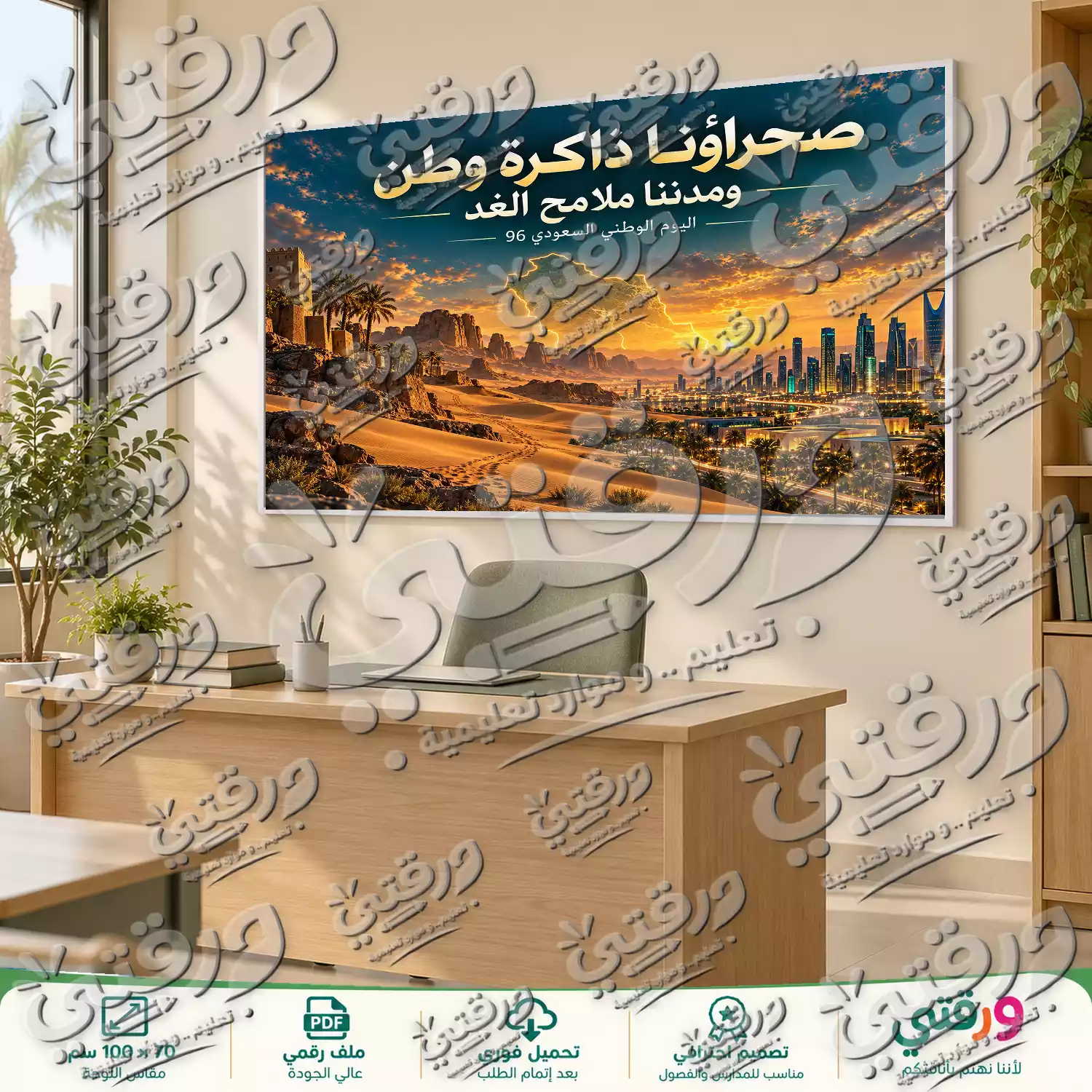 لوحة صحراؤنا ذاكرة وطن لليوم الوطني السعودي 96