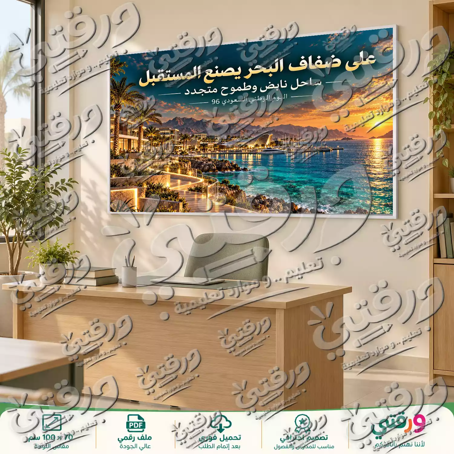 لوحة على ضفاف البحر لليوم الوطني السعودي 96