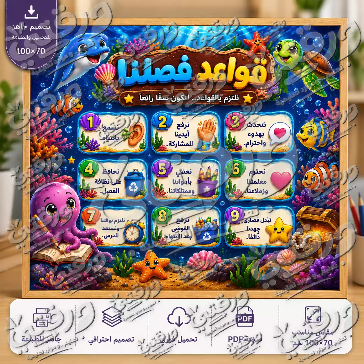 لوحة قواعد الفصل – أبطال البحار | تصميم جاهز للطباعة