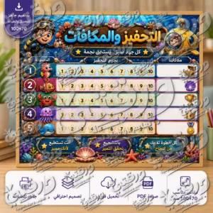 لوحة التحفيز و المكافآت – أبطال البحار | تصميم جاهز للطباعة