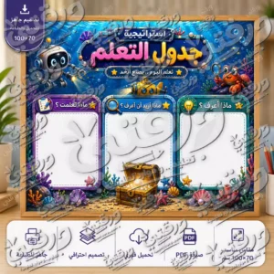 لوحة جدول التعلم – أبطال البحار | تصميم جاهز للطباعة