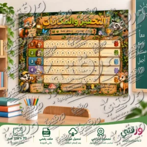 لوحة التحفيز و المكافآت – أبطال الغابة | تصميم جاهز للطباعة