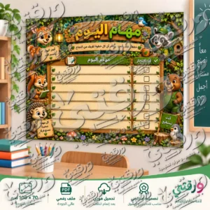 لوحة مهام اليوم – أبطال الغابة | تصميم جاهز للطباعة