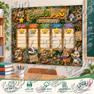 لوحة نجوم الأسبوع – أبطال الغابة | تصميم جاهز للطباعة