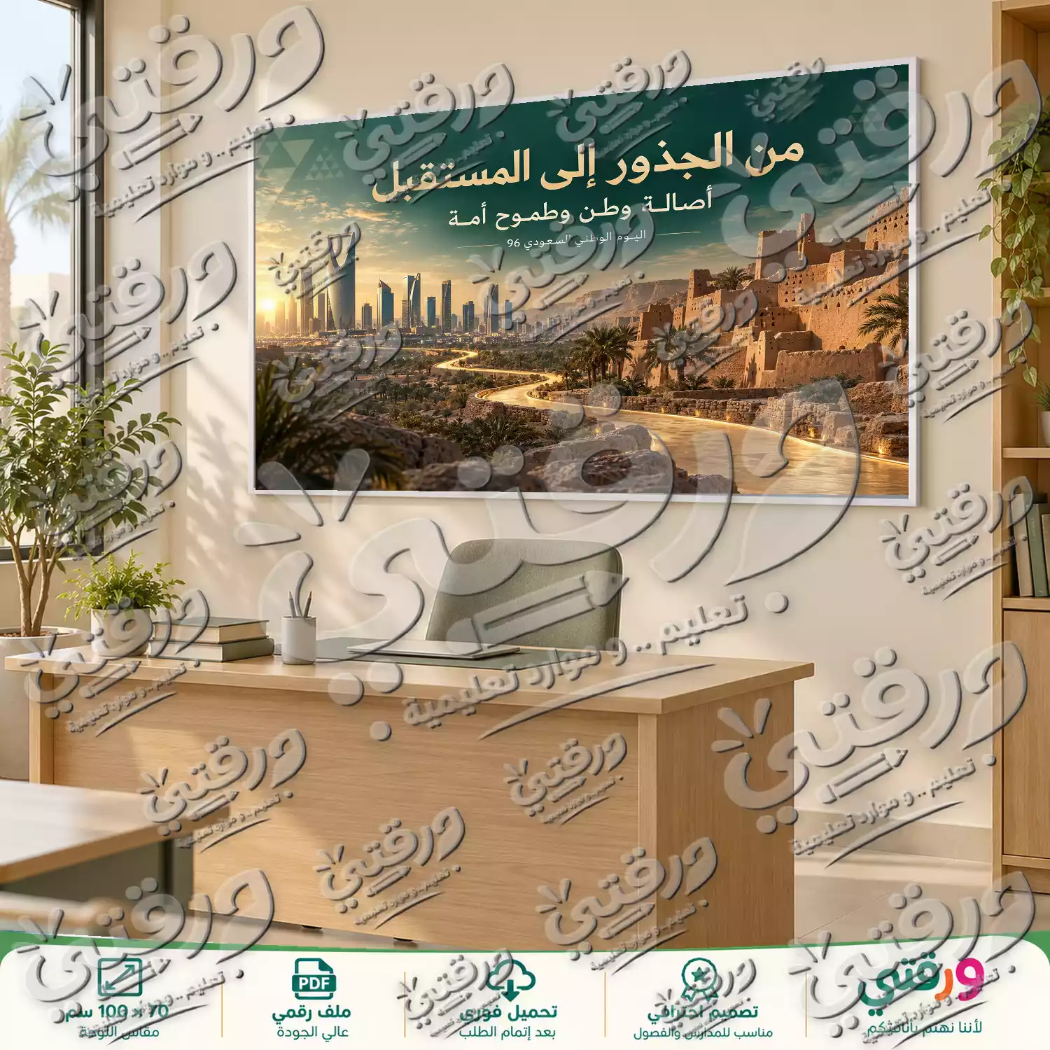 لوحة من الجذور إلى المستقبل لليوم الوطني السعودي 96