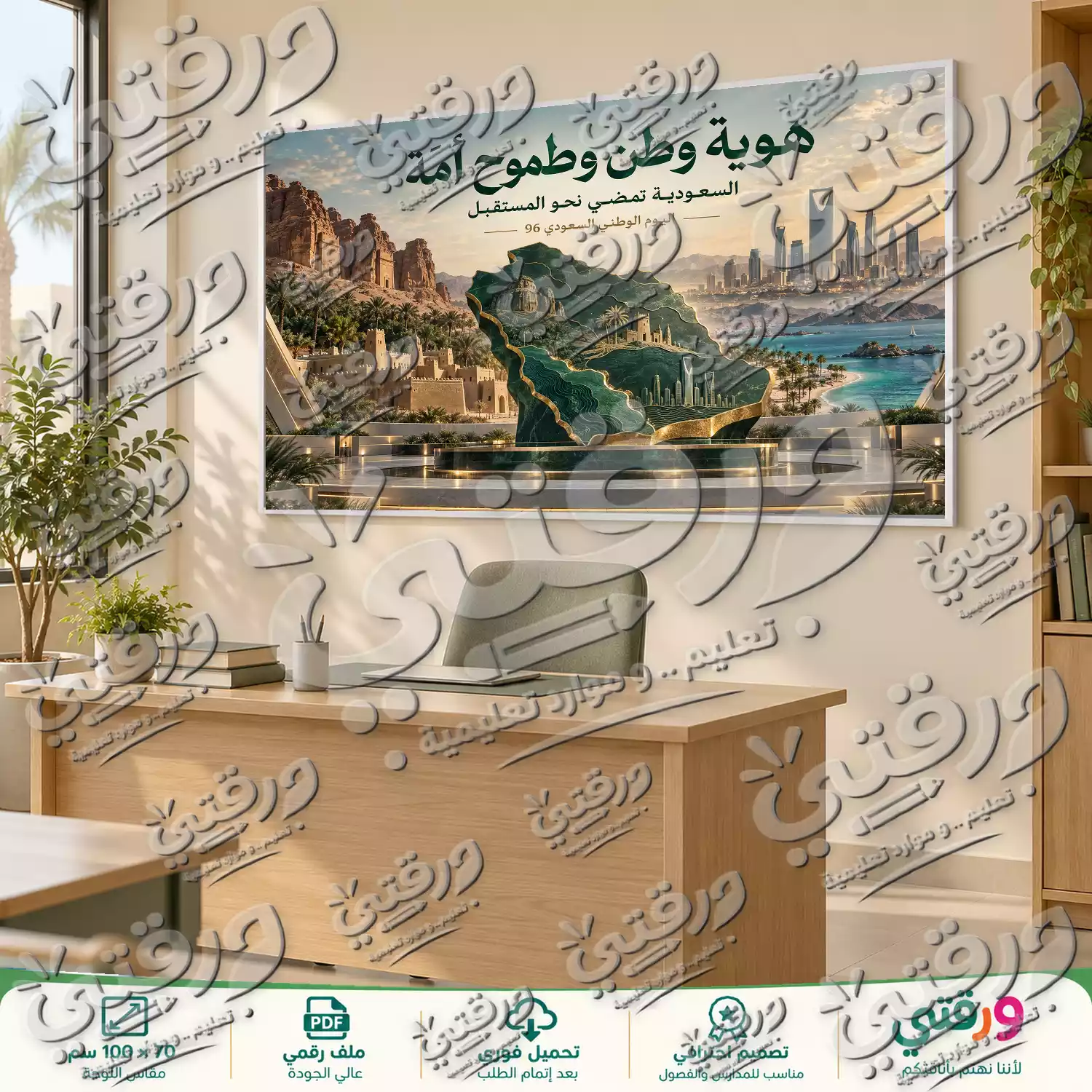 لوحة هوية وطن و طموح أمة لليوم الوطني السعودي 96