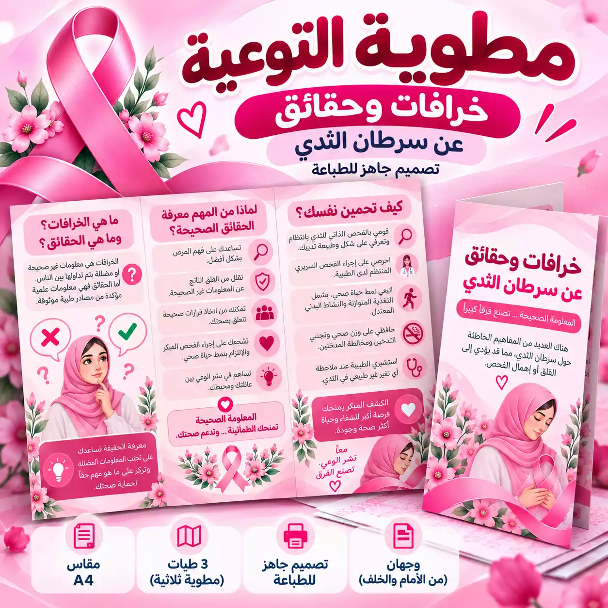 مطوية خرافات وحقائق عن سرطان الثدي