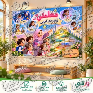 لوحة معلمتي معك تبدأ أحلامنا